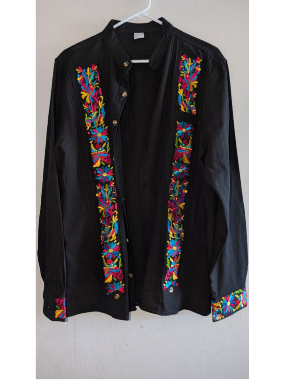 Black Guayabera Shirt Large